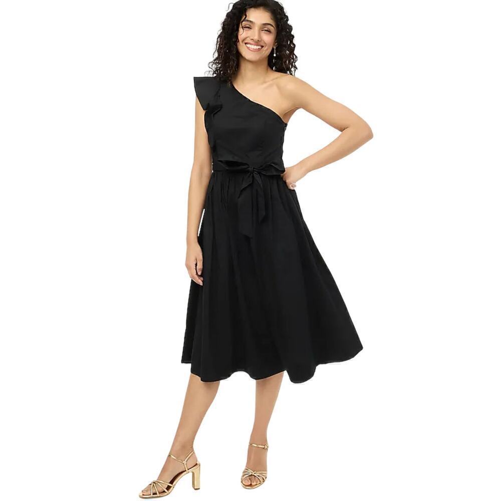 J. Crew Factory Women's One-shoulder midi dress Black 4